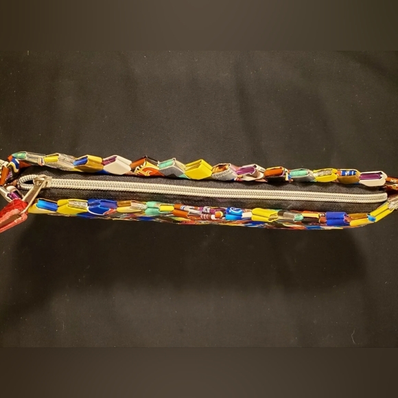 ❤️ Nahui Ollin Hand Woven Candy Wrapper Purse Hand Bag Funky boho ❤️ - Picture 6 of 8